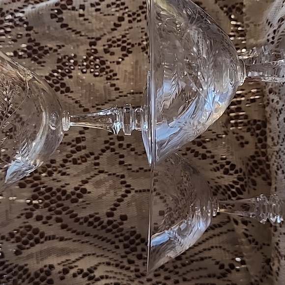 Vintage Etched Champagne Coupe Glasses Tall Sherbet - Picture 7 of 12